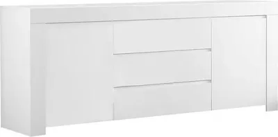 Image de Buffet moyen 2 portes et 3 tiroirs, collection FOLOMI, coloris blanc laqué brillant