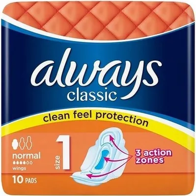 Zdjęcie produktu dla Podpaski Ze Skrzydełkami Always Classic Normal 10 Sztuk Chłonne