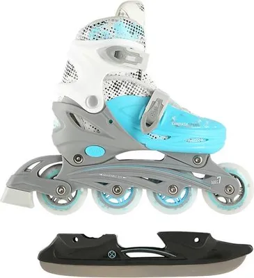 Produktbild von Nils Extreme NH18331 4-in-1 Kinder Inlineskates Schlittschuhe Rollschuhe verstellbar blau Größe M 35-38