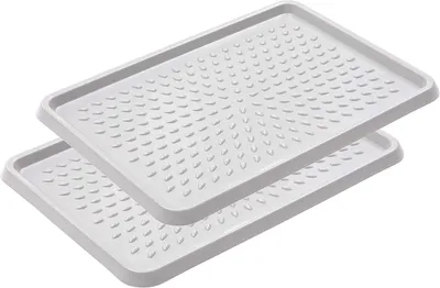 Image de Étagère à chaussures en plastique, dimensions 54 x 38,5 x 3 cm, lot de 2, pour le rangement
