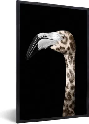 Produktbild von MuchoWow® MuchoWow® Gerahmtes Poster Flamingo - Panther - Porträt 40x60 cm - Poster mit zchwarzem Bilderrahmen - Papierdruck - Wandbilder