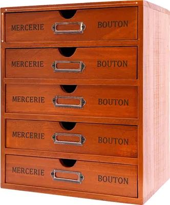 Produktbild von Schreibtischorganizer, 5 Schubladen, Retro-Design, Braun