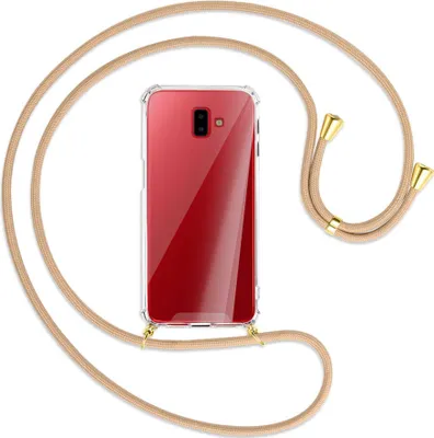 Produktbild von Handykette Backcover-Schutzhülle mit Band (Metall goldfarben) für Samsung Galaxy J6 Plus - beige