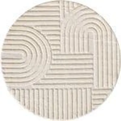 Produktbild von Hochflor Rund Teppich Wohnzimmer Küchenteppich Schlafzimmer Flur Skandi Boho Teppich 3D Design Flauschig Weich , Größe : 160 cm Rund , Farbe : Creme