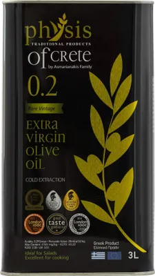 A product shot of a metal tin of olive oil.