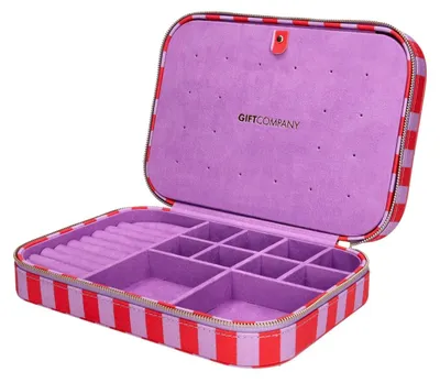 Produktbild von Gift Company Treasure Schmucketui M gestreift rot/lila 24cm