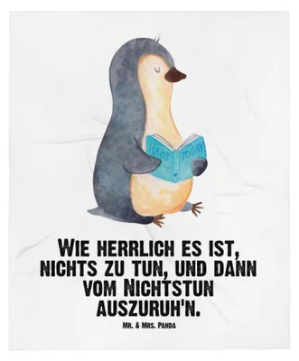 Produktbild von Mr. & Mrs. Panda Plaid Pinguin Buch - Weiß - Geschenk, Babydecke, Urlaub, Ferien, Lesen, Schmusedecke, Erstlingsdecke, Kinderdecke, Schlummerdecke
