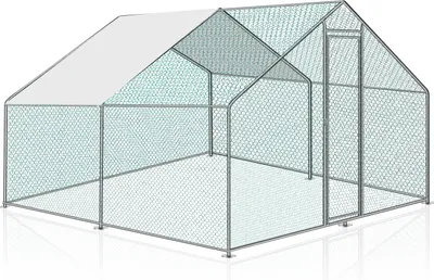 Produktbild von Yakimz Chicken Coop 3x2x2m Chicken House Small Animal Coop Free-Range Enclosure Small Animal Enclosure Aviary Outdoor Enclosure Chicken Cage Poultry House Galvanised Steel Frame with Roof