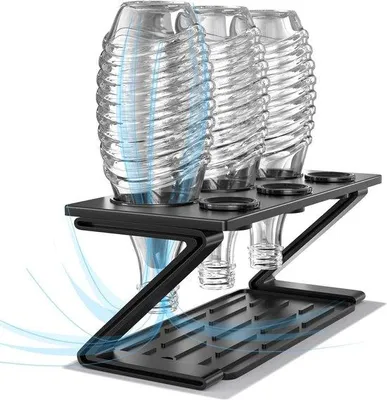 Produktbild von Famanu Abtropfgestell für SodaStream mit herausnehmbarer Abtropfschale und Deckelhalter - 3-teilig (schwarz)