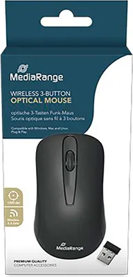 Obrázok produktu pre MEDIARANGE MROS209, pravá, optická, bezdrôtová RF, 1200 DPI, čierna