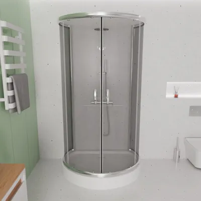 Produktbild von ECOLAM Duschkabine Duschwanne U Form 100x80 Duschtasse Halbkreis Duschset Graphitglas