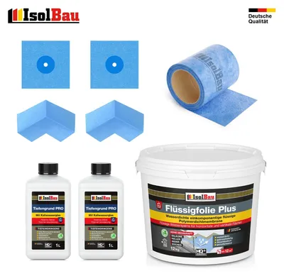 Dichtset Flüssigfolie 12 kg Dichtband Dichtmanschette Innenecke Tiefengrund Pro