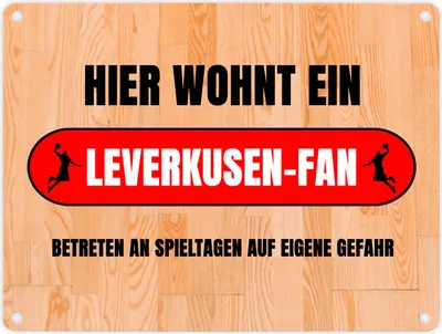 Produktbild von Hier wohnt ein Leverkusen-Fan Metallschild in 15x20 cm mit Turnhallenboden Motiv