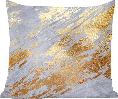 Produktbild von MuchoWow® Zierkissen Sofakissen Wohnzimmer Dekokissen 50x50 cm Marmor - Gold - Muster - Komfort - Sofakissen