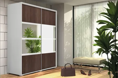 Produktbild von Geräumiger Kleiderschrank mit Spiegel 175/245 CELESTINO 1 – weiß/schoko