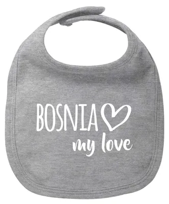 Produktbild von Huuraa Baby Lätzchen Bosnia my love Heather Grey Klettverschluss  Baumwolle Latz Geschenkidee