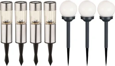 Produktbild von 7er Set LED Solarlampe, Erdspieß, Kugel