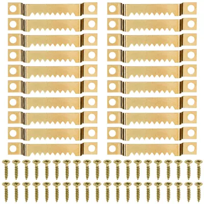 Produktbild von Bilderhaken, 20 Haken mit 40 Schrauben, Zackenhaken, stabile Schraubhaken für Bilder, Haken für Holzrahmen, Aufhängehaken für Keilrahmen