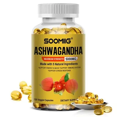 Immagine prodotto di Ashwagandha 5000mg (120 capsule) integratore alimentare, energia, umore, sistema immunitario, ansia, stress, recupero