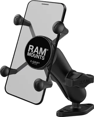 Image de Support de montage RAM Mounts X-Grip pour smartphones jusqu'à 82,6 mm de large - Boule B (1 pouce) - Plaque de base en diamant (trapèze) - Bras de connexion moyen