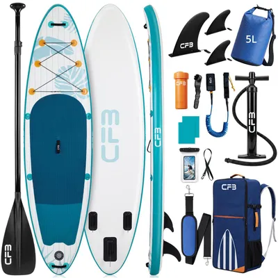 Produktbild von SUP-Board 320x84x15 cm, Bis zu 160 kg, extra breites iSUP, Aufblasbares Stand Up Paddle Board mit Paddel, Pumpe, Rucksack, für Anfänger und Erwachsene
