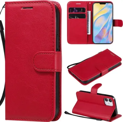 Produktbild von Mobigear Premium iPhone 12 Mini Hülle Klapphülle Geldbörse - Rot