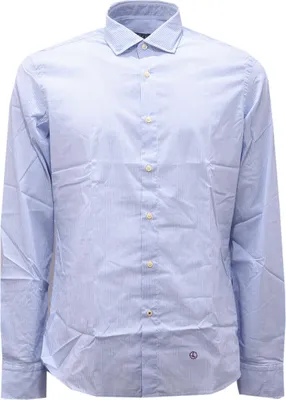 Image de 1181AG camicia uomo AT.P.CO ESSENTIAL chemise en coton mélangé blanc/bleu clair homme