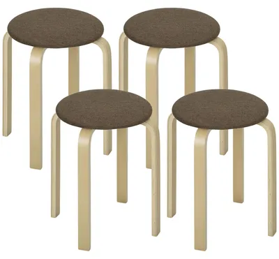 Produktbild von HOMCOM Esszimmerhocker 4er Set Stapelhocker für Esszimmer Braun