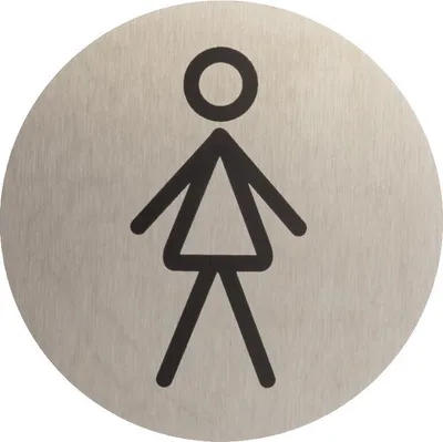 Produktbild von DOMINO WC Schild Selbstklebend 6,5 cm | Toilettenschilder Damen WC | Türschild Gäste | Idealer WC Aufkleber | Toiletten Schild | WC-Schilder für Büros, Restaurants | Farbe: INOX