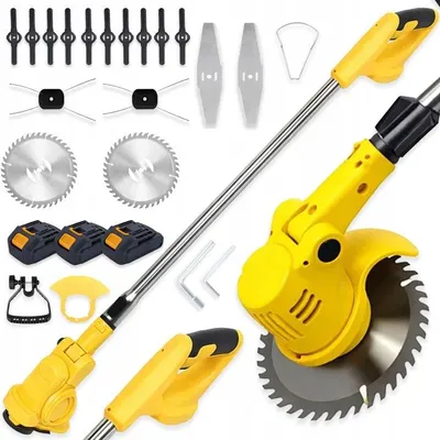 Produktbild von Akku-Rasentrimmer 21V mit 3 Akkus, Teleskopstiel, 12000 U/min, Wechselklingen, kabellose Gartensichel für Rasen