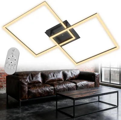 Produktbild von UISEBRT 72W LED Deckenleuchte Eckig Metalllampe Modern Geometrisch Dimmbar mit Fernbedienung Wohnzimmerlampe Schlafzimmer Küchen Esszimmerlampe