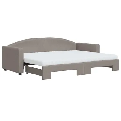 Produktbild von vidaXL Tagesbett Ausziehbar mit Matratzen Taupe 80x200 cm Stoff