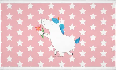 Produktbild von Mr. & Mrs. Panda Handtuch Einhorn Blume - Rot Pastell - Geschenk, Händehandtuch, 50x100, gesichtshandtuch, Freundin, Flauschtuch, Liebe, Partner, Unicorn, Frotteehandtuch
