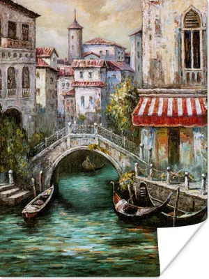 Produktbild von MuchoWow® Poster Gemälde - Öl - Wasser - Graben - Italien 60x80 cm - Schlafzimmer Dekoration