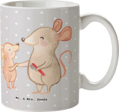 Produktbild von Mr. & Mrs. Panda Bedruckte Tasse Heilerziehungspfleger Herz - Grau Pastell - Geschenk, Hilfsbereit, Familie, Ausbildung, Becher, Pott, Teetasse, cappuccinotasse