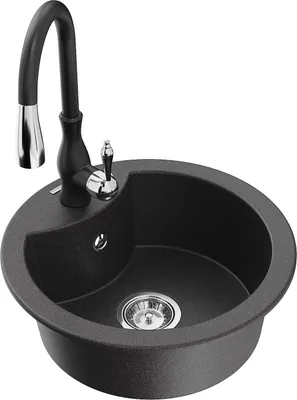 Produktbild von Mexen Diego 1-Becken-Granit-Spüle mit Mischbatterie Savita, Schwarz gesprenkelt - 6512-76-672601-70