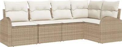 Obrázek produktu pro Set pohovek s polštářem 5 pcs Béžová Polyester
