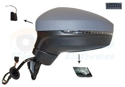 Produktbild von VAN WEZEL 5747827 Außenspiegel Seitenspiegel Links für VW TIGUAN (AD1) Asphärisch Beheizt mit Memory Grundiert