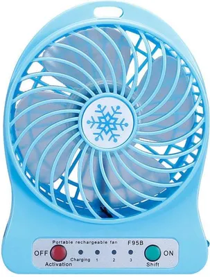 Image de Ventilateur USB portable avec lampe LED, petit ventilateur de bureau, 3 vitesses, éclairage LED, refroidissement, bleu