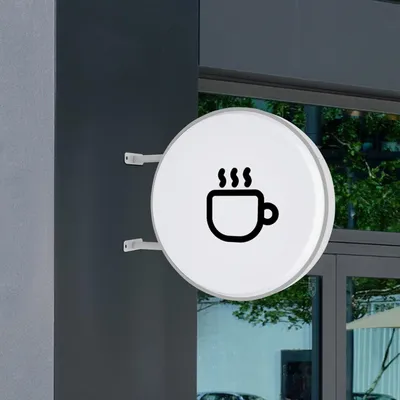 Zdjęcie produktu dla Lustro reklamowe LED - podświetlana tablica reklamowa - tablica LED - dwustronna podświetlana tablica LED - średnica 60 cm