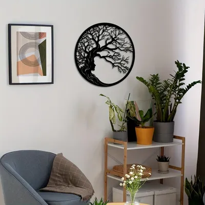 Produktbild von INF Baum des Lebens Wandkunst Metall Schwarz - Wohnzimmer und Schlafzimmer Deko