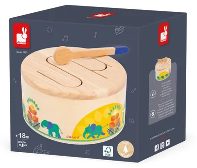 Produktbild von Janod Holz Trommel Gioia - Musikinstrument für Kinder -Holz