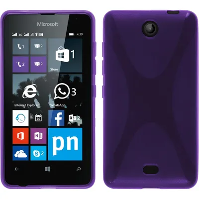 Produktbild von PhoneNatic Case kompatibel mit Microsoft Lumia 430 Dual - lila Silikon Hülle X-Style + 2 Schutzfolien