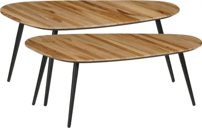 Productafbeelding van Mica Decorations Jailey Bijzettafel - Set van 2 - L84 x B39 x H39 cm - Gerecycled Hout - Bruin