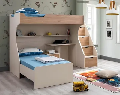 Immagine prodotto di Set di mobili per la camera dei bambini in legno marrone con letto e comodino
