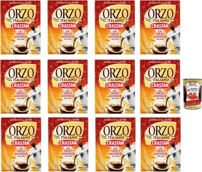 Produktbild von Crastan Orzo moka , Geröstete und gemahlene Gerste für Mokka, Gerste Getreidekaffee Kaffee 12x 500gr + Italian Gourmet polpa 400g