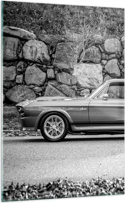 Produktbild von Bilder auf glas - Einteilig - Auto Ford Mustang - 70x100cm - Glasbilder - Wandbilder - Bilder - zum Aufhängen bereit - Wanddekoration aus Glas - Glas Bilder - Wandbild auf Glas - GPA70x100-5011