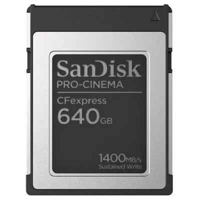 Obrázok produktu pre SanDisk PRO-CINEMA CFexpress, 640 GB, CFexpress, 1700 MB/s, 1500 MB/s, Čierna
