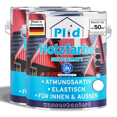 Produktbild von Plid Holzfarbe Weiß 1,5L / Innen & Außen - Wetterschutzfarbe Holzfarbe Außen - Dauerhafte Holzschutzfarbe - Farbe für Holz