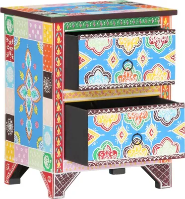 Obrázok produktu pre vidaXL Nočný stolík Ručne maľovaný 40x30x50 cm Mango masívne drevo
